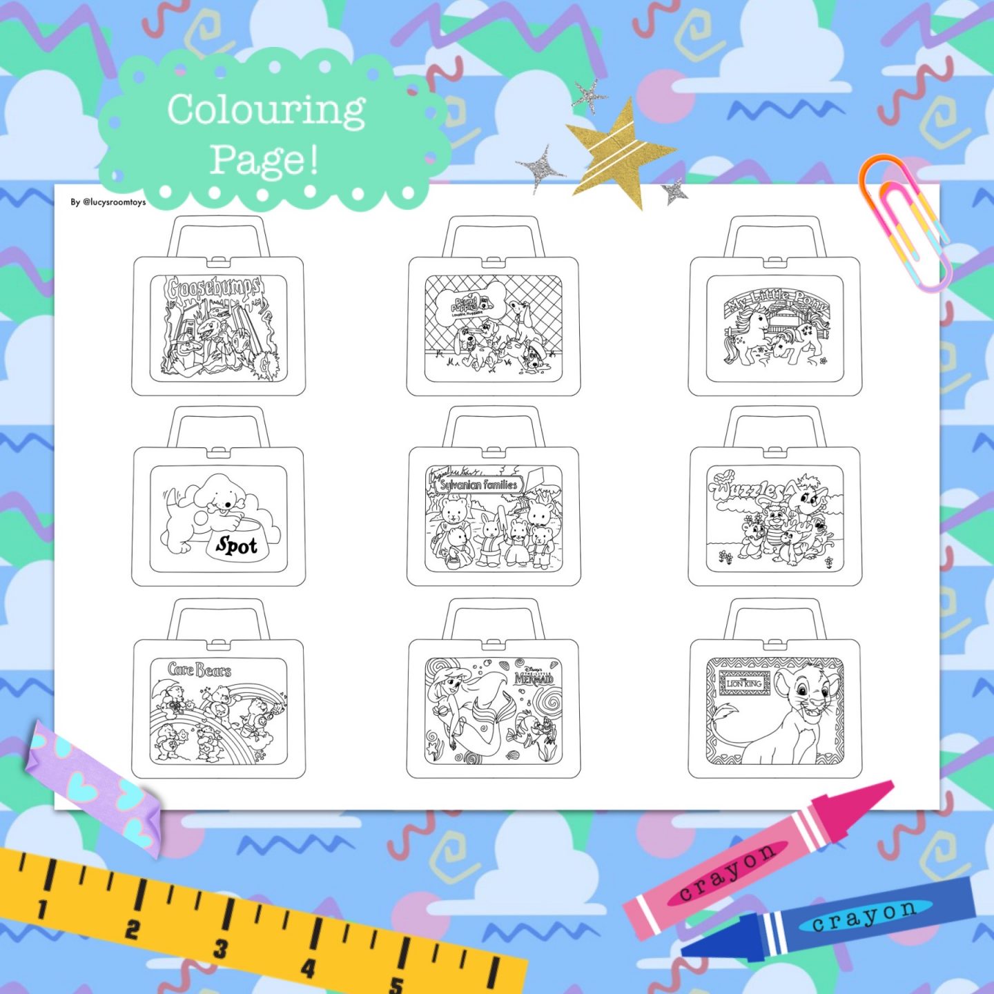 Vintage Lunchbox Colouring Pages