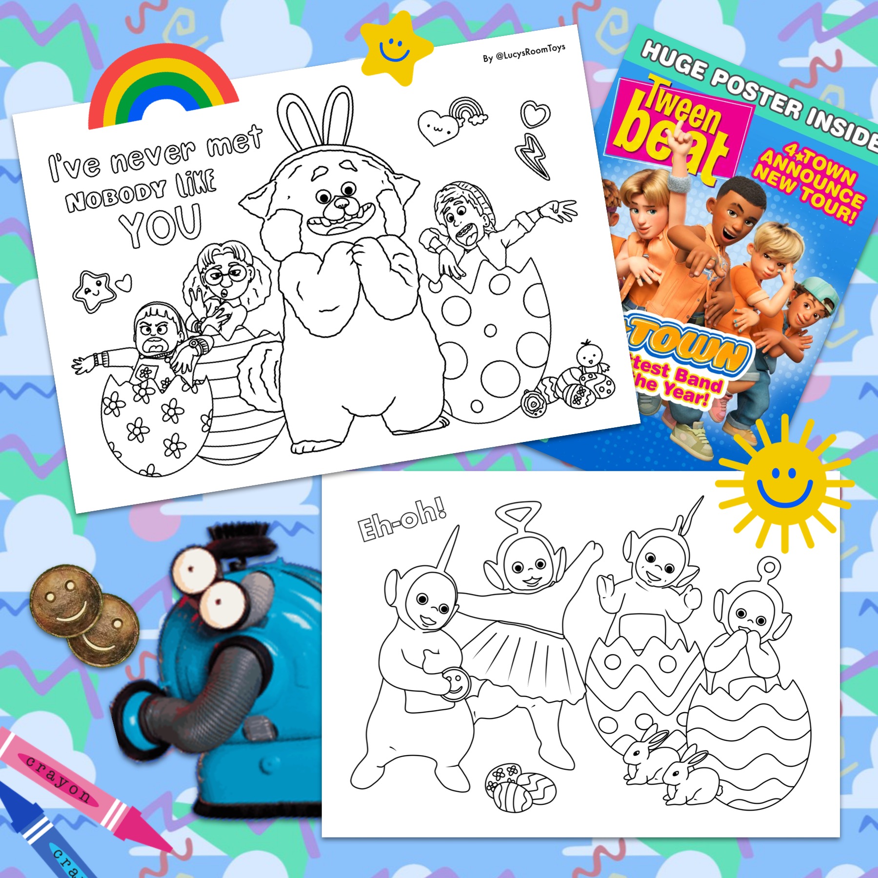 Teletubbies Springtime “Turning Red” & ”Teletubbies” Spring Colouring Sheets – Lucy’s Room